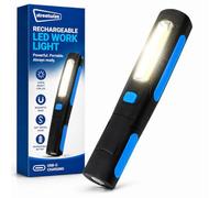 Streetwize Rechargeable COB LED Work Light with Magnetic Base & Hook, Portable Inspection Torch with Spotlight, USB Charging, Hands-Free Lamp for Garage, Camping & Emergency Use