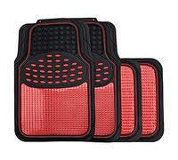 Streetwize Car Mat Set SWUXM4 Revelation, Heavy-Duty Rubber, Metallic Anti-Slip, All-Weather, Red