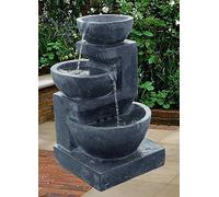 Streetwize Solar Powered 3-Tier Cascade Garden Water Feature Fountain with LED Lights Natural