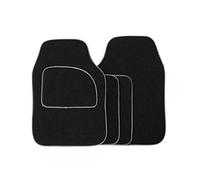STREETWIZE Velour Carpet Mat Sets with Coloured Binding - 4 Piece Black with Gre