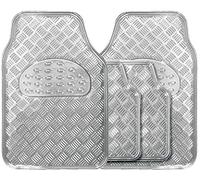 Universal Fit 4 Piece Anti Slip Silver Checker Plate Car Mat Set