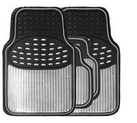Streetwize 4 Piece Heavy Duty Metallic Style Mat Set - Black & Chrome