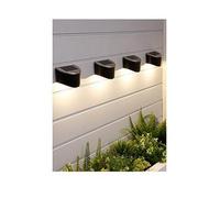 Gardenwize Pack of 4 Solar Powered Garden Fence Lights - Warm White LED, Waterproof Outdoor Wall Lights with ON/Off Switch, Patio, Decking, Pathway & Driveway Lighting