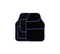 Streetwize - Velour Car Floor Mat Set [Black] Set of 4, Anti-Slip Car Mats with Blue Binding - Car Interior Accessory, Universal Fit