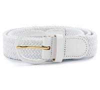 Streeze 30mm Mens Stretch Belt in 6 Sizes Elastic Fabric Woven Braided Stretch Webbed Belt with Leather Buckle (X Large, White)
