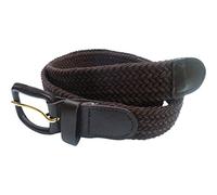Streeze 30mm Mens Stretch Belt in 6 Sizes Elastic Fabric Woven Braided Stretch Webbed Belt with Leather Buckle (X Large, Brown)