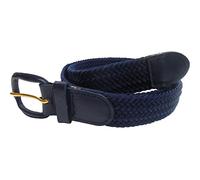 Streeze 30mm Mens Stretch Belt in 6 Sizes Elastic Fabric Woven Braided Stretch Webbed Belt with Leather Buckle (Small, Navy)