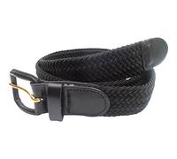 Streeze 30mm Mens Stretch Belt in 6 Sizes Elastic Fabric Woven Braided Stretch Webbed Belt with Leather Buckle (Small, Black)