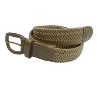 Streeze 30mm Mens Stretch Belt in 6 Sizes Elastic Fabric Woven Braided Stretch Webbed Belt with Leather Buckle (3XL, Beige)