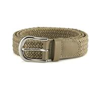 Streeze 30mm Stretch Belt - Braided Elastic Webbed Belt with Silver Metal Buckle (Small, Beige)