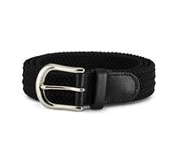 Streeze 30mm Stretch Belt - Braided Elastic Webbed Belt with Silver Metal Buckle (Small, Black)