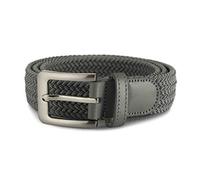 Streeze 32mm Elasticated Stretch Belt - Braided Elastic Webbed Belt with Silver Rectangular Buckle Available in 5 colours and 6 Sizes (Grey, X Large)