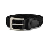 Streeze 32mm Elasticated Stretch Belt - Braided Elastic Webbed Belt with Silver Rectangular Buckle Available in 5 colours and 6 Sizes (Black, Large)