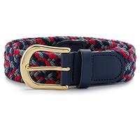 Streeze Mens/Ladies Stretch Belt ─ 30mm Wide with Gold Metal Buckle Elastic Fabric Woven Braided 11 Colours (Grey/Navy Mix, 3XL)