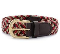 Streeze Mens/Ladies Stretch Belt ─ 30mm Wide with Gold Metal Buckle Elastic Fabric Woven Braided 11 Colours (Brown/Red Mix, 3XL)
