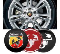 STREHN Car Wheel Hub Centre Caps Cover Sticker for Abarth 50MM Tyres Rims Styling Decoration Decals Protector Accessories,RedWhite