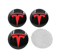 STREHN Car Wheel Hub Centre Caps Cover Sticker for Tesla Model S Model X Model 3 Model Y 65MM Tyres Rims Styling Decoration Decals Protector Accessories,BlackRed