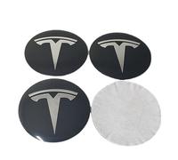 Car Wheel Hub Centre Caps Cover Sticker for Tesla Model S Model X Model 3 Model Y 65MM Tyres Rims Styling Decoration Decals Protector Accessories,BlackSilver