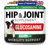 STRELLALAB Advanced Joint Supplements for Dogs Chews - Joint Aid Glucosamine for Dogs - Hip & Joint Health Care with Glucosamine & Chondroitin - Made in UK - Senior & Adult - 120Ct - BBQ Pork