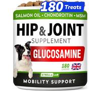STRELLALAB Advanced Joint Supplements for Dogs Chews - Joint Aid Glucosamine for Dogs - Hip & Joint Health Care with Glucosamine & Chondroitin - Made in UK - Senior & Adult - 180Ct - BBQ Pork