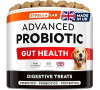STRELLALAB Advanced Probiotics for Dogs Gut Health with Fibre - Pre, Post & Probiotic Treats - Dogs Digestive Health Sensitive Tums Support - All Breeds & Ages - Dog Probiotics for Gut Health (60 Ct)