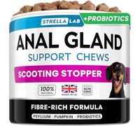 STRELLALAB Anal Gland Support for Dogs with Probiotics - Fibre Supplement Chews with Psyllium Husk & Pumpkin - Supports Digestion, Stool Consistency & Comfort for Dogs Prone to Scooting - 60 Chews
