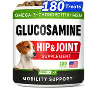 STRELLALAB Glucosamine Treats for Dogs - Joint Supplement w/Omega-3 Fi