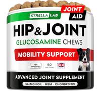 STRELLALAB Glucosamine Treats for Dogs - Joint Supplement w/Omega-3 Fish Oil - Chondroitin, MSM - Advanced Mobility Chews - Hip & Joint Care - 60 Chews Lamb