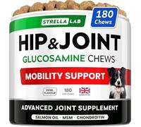 STRELLALAB - Treats Over Tablets! Advanced Dog Joint Supplement Chews - Hip & Joint Health Care with Glucosamine & Chondroitin - Made in UK - Senior & Adult - Dogs & Horses - 180 Count