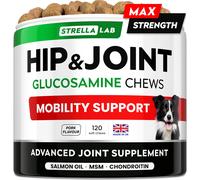 STRELLALAB ? Treats Over Tablets! Advanced Dog Joint Supplement Chews ? Hip & Joint Health Care with Glucosamine & Chondroitin ? Made in UK ? Senior &