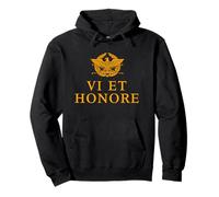Strength and Honor in Latin with Roman Eagle and Wreath Pullover Hoodie