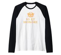 Strength and Honor in Latin with Roman Eagle and Wreath Raglan Baseball Tee