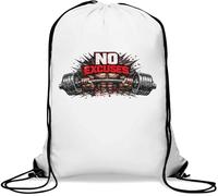 Strength and No Excuses Motivation Gym Sack Casual Drawstring Bag White