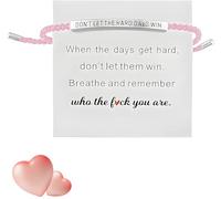 Strength Bracelet for Women, Dont Let The Hard Days Win Bracelet Women, Pink Bracelets Womens Encouraging With Encouragement Card, Suitable for Giving To Family Friends and Girls