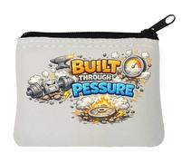 Strength Developed Under Intense Pressure Neoprene Coin Purse Pouch 10x11cm White