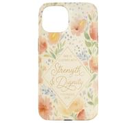 Strength Dignity Proverbs 31:25 Pastel Floral Christian Case for iPhone 15