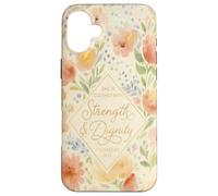 Strength Dignity Proverbs 31:25 Pastel Floral Christian Case for iPhone 16 Plus