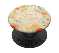 Strength Dignity Proverbs 31:25 Pastel Floral Christian PopSockets Adhesive PopGrip