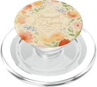 Strength Dignity Proverbs 31:25 Pastel Floral Christian PopSockets PopGrip for MagSafe