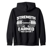 Strength Earned Not Given Gym Workout Motivation Zip Hoodie