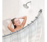 Strength Enemy Adjustable Curved Shower Curtain Rod Rustproof Expandable Stainless Steel Metal Shower Rod 110-180cm Telescoping Design Exquisite Customizable for Bathroom, Need to Drill