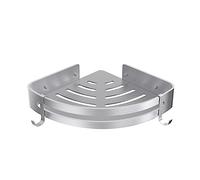 Strength Enemy Bathroom Shelves, Shower Corner Shelf, Rustproof Thickened Aluminum, Wall Mounted No Drilling Triangle Shower Caddy Basket with Hook (1 Pack, Silver)