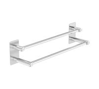 Strength Enemy No Drilling Towel Rail- Splicing, Stainless Steel 2-Tier Wall Mounted Towel Rail - Self Adhesive, 70 cm, Silver