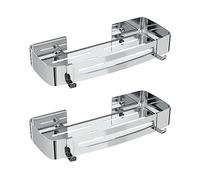 Strength Enemy Shower Corner Shelf, Bathroom Shelves, Rustproof Thickened Stainless steel, Wall Mounted No Drilling Rectangle Shower Caddy Basket (2 Packs, Silver)