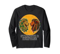 Strength & Heritage Two Lions Half Jamaican Half Irish Roots Long Sleeve T-Shirt
