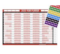 Strength & Honour 2026 Wall Planner with Stickers - Giant A2 Large Full Year Chart Calendar JAN - DEC, Home Office Work, Coloured Stickers Included, Professional Machine Folded Pack, Printed in UK