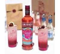 Strength & Honour 2X Smirnoff Raspberry Crush Vodka Highball Glass Pink Gold Rim New Cocktail