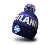 Strength & Honour Scotland Beanie Hat with Pom Pom - Scottish Unisex Adult Soft Touch Super Warm Rugby Football Sports Events Rhombic Patch Supporters Fans Gift
