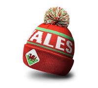 Strength & Honour Welsh Beanie Hat - Wales Cymru Thick Knitted Cuff with Bobble Pom Pom - Unisex Adult Men Women Welsh Supporter Fans Soft Touch Super Warm