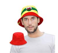 Strength & Honour Welsh Bucket Hat Reversible - Wales Yma O HYD Euros World Cup Adult Supporters Hat Football Rugby Outdoor Red on Reverse Thick Fabric